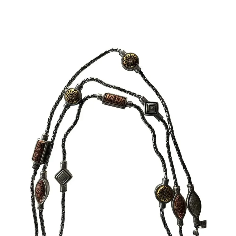 Brighton Vintage Chain Link Belt or Long Station Necklace Mixed Metals 44